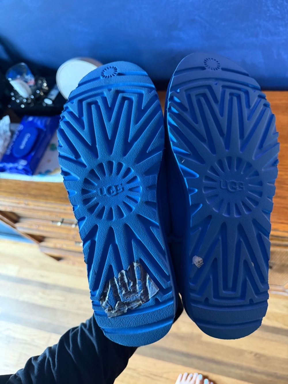 UGG Blue Suede Classic Cozy Slip-On Boots - Picture 3 of 3